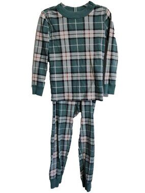 Hanna Andersson Boy's 4T/5T Green Plaid Pajama Set Cozy Cotton Long Sleeve